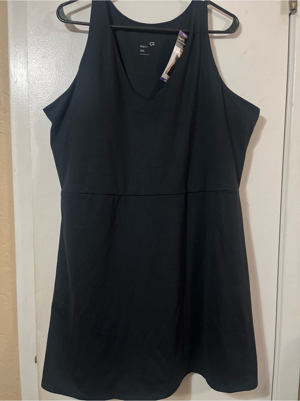 GapFit Women's XXL Active  Tank Dress with Shorts Black V-Neck Sleeveless